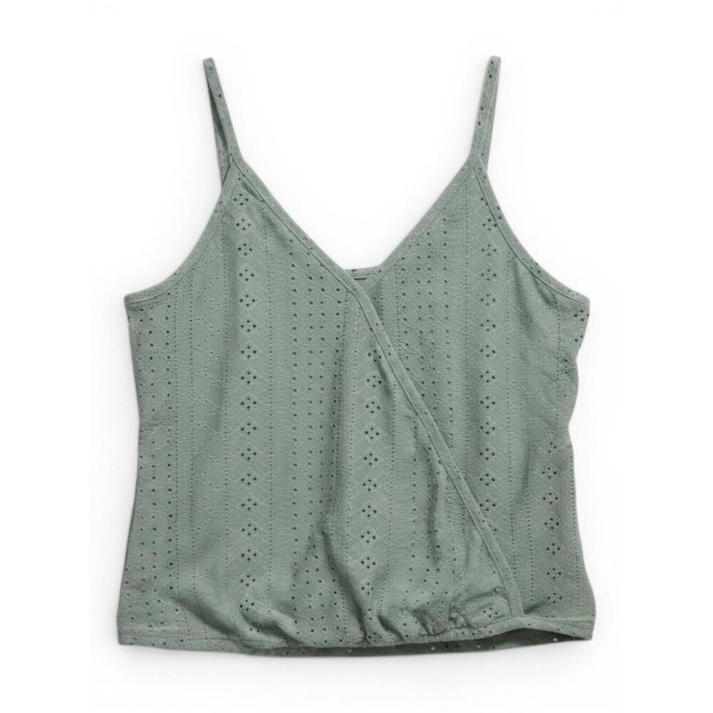Cupshe Sage Green Eyelet Wrap-Front Tank Top S